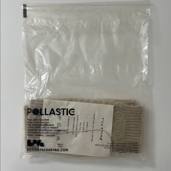 Oats & Rice Knit 100% Cashmere Fingerless Wrist Warmer Gloves - Picture 9 of 10